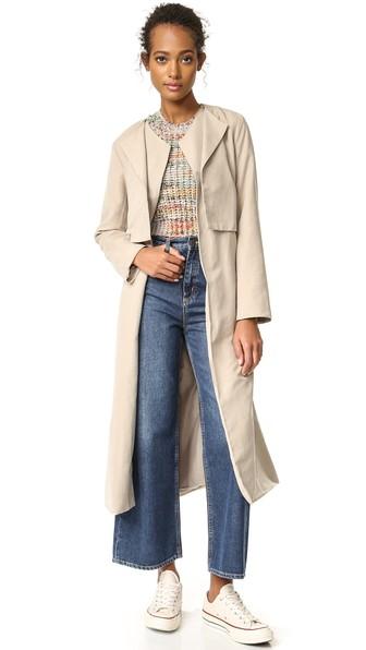 Cupcakes And Cashmere Alani Sueded Double Lapel Trench Coat