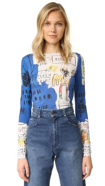 Alice Olivia Ao X Basquiat Long Sleeve Crop Top