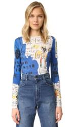 Alice Olivia Ao X Basquiat Long Sleeve Crop Top