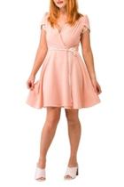  Pink Faux Wrap-dress