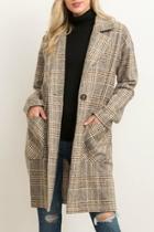  Over-sized Plaid Duster-coat