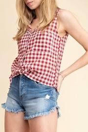  Gingham Tie Blouse