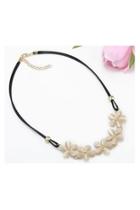  Rhinestone-flower Leather Necklace