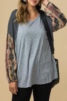  Multi-print Bubble-sleeve Top