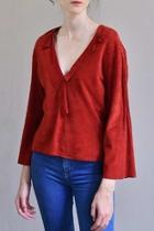  Ruby Red Suede Blouse