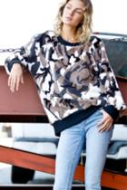  Puff Sleeve Faux Fur Pullover