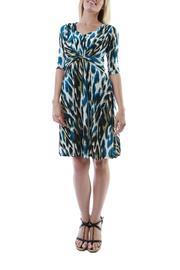  Front-twist Printed Dress