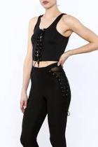  Black Sleeveless Crop Top