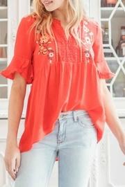  Ruffle Sleeve Tomato Top