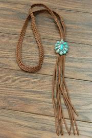  Natural-turquoise Pendant-long Suede-necklace