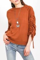  Cinnamon Ruched-sleeve Sweater