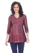  Embroidered V-neck Tunic