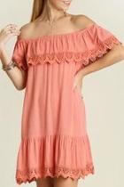  Coral Springtime Lace Dress