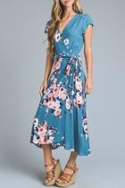  Floral Midi Wrap-dress