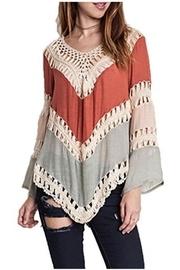  Crochet-lace Color-block Tunic