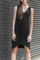  V-neck Rib Trim Dress
