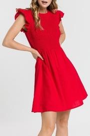  Smocked Ruffle Sleeve Dress
