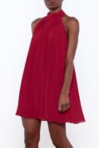  Red Pleated Dress