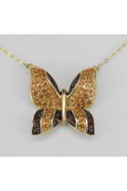  Butterfly Necklace, Garnet And Citrine Necklace, 14k Yellow Gold Necklace, Gold Butterfly Pendant, Yellow Gold Chain, Yellow Butterfly