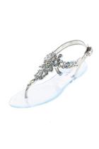  Silver Bejeweled Sandals