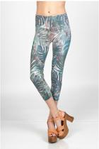  Leggings With Tropical Leave Sublimation Print