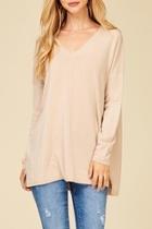  Taupe V-neck Sweater