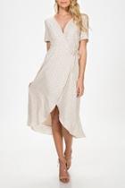  Cream-print Wrap Midi-dress