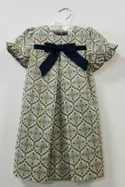  Navy Medallion Pleated Dress