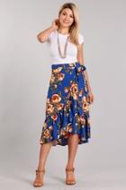  Royal-blue Floral Skirt