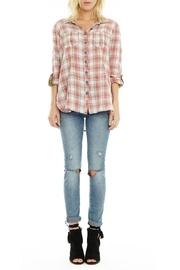  Rust And Blue Plaid Long Sleeve Flannel Shirt