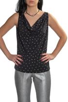  Glitter Dotted Soft Knit Cowl Neck Tank