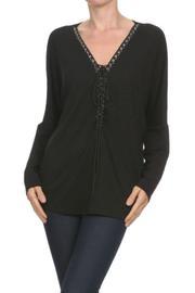  Black Lace-up Top