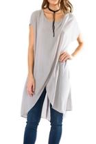  Faux-wrap Longline Blouse