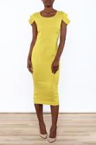  Yellow Cap Sleeve Dress