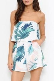  Strapless Palm Printed Romper
