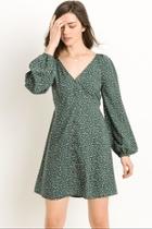  Hunter-green Printed Dress