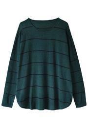  Green Stripe Knit Sweater