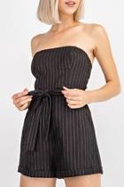  Pinstripe Tube Romper