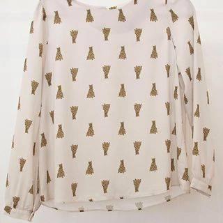  White Animal Detailed Top