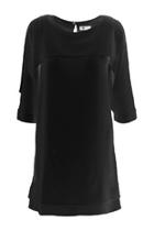 Crepe Woven 3/4 Sheer Sleeve Dress
