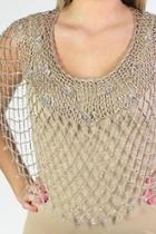  Beaded Poncho-champagne/silver