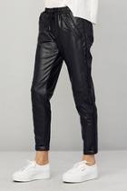  Tapered Vegan Leather Track Pants