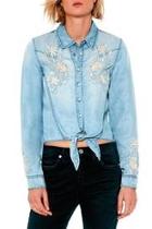  Embroidered Knotted Top