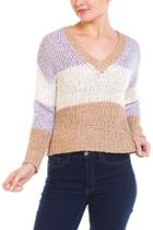  Color-block V-neck Sweater