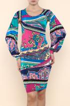  Multicolor Arm Slit Dress