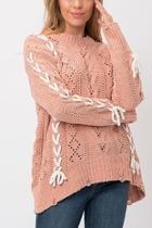 Chenille Lace-up Spring Sweater