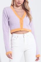  Color Block Cropped Sweater