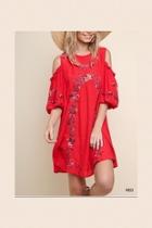 Embroidered Cold-shoulder Dress