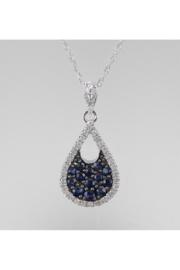  14k White Gold Pendant, Sapphire Cluster Necklace, Sapphire And Diamond, Sapphire Drop Pendant, September Gemstone, White Gold Chain