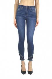  Hi-waist Ankle Crop W Grommet Hem Jean